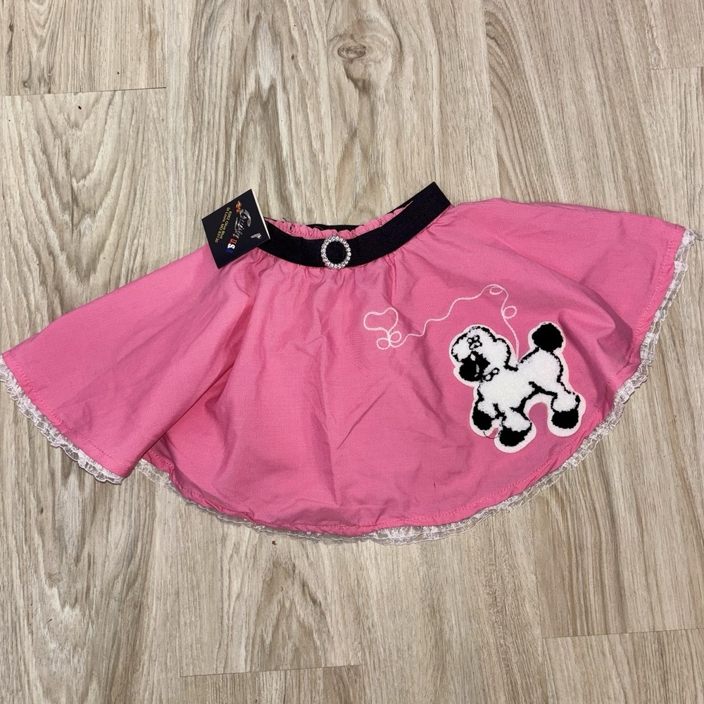 Cruisin USA Pink Poodle Skirt Girls 50s Retro Costume Elastic Waist XS S